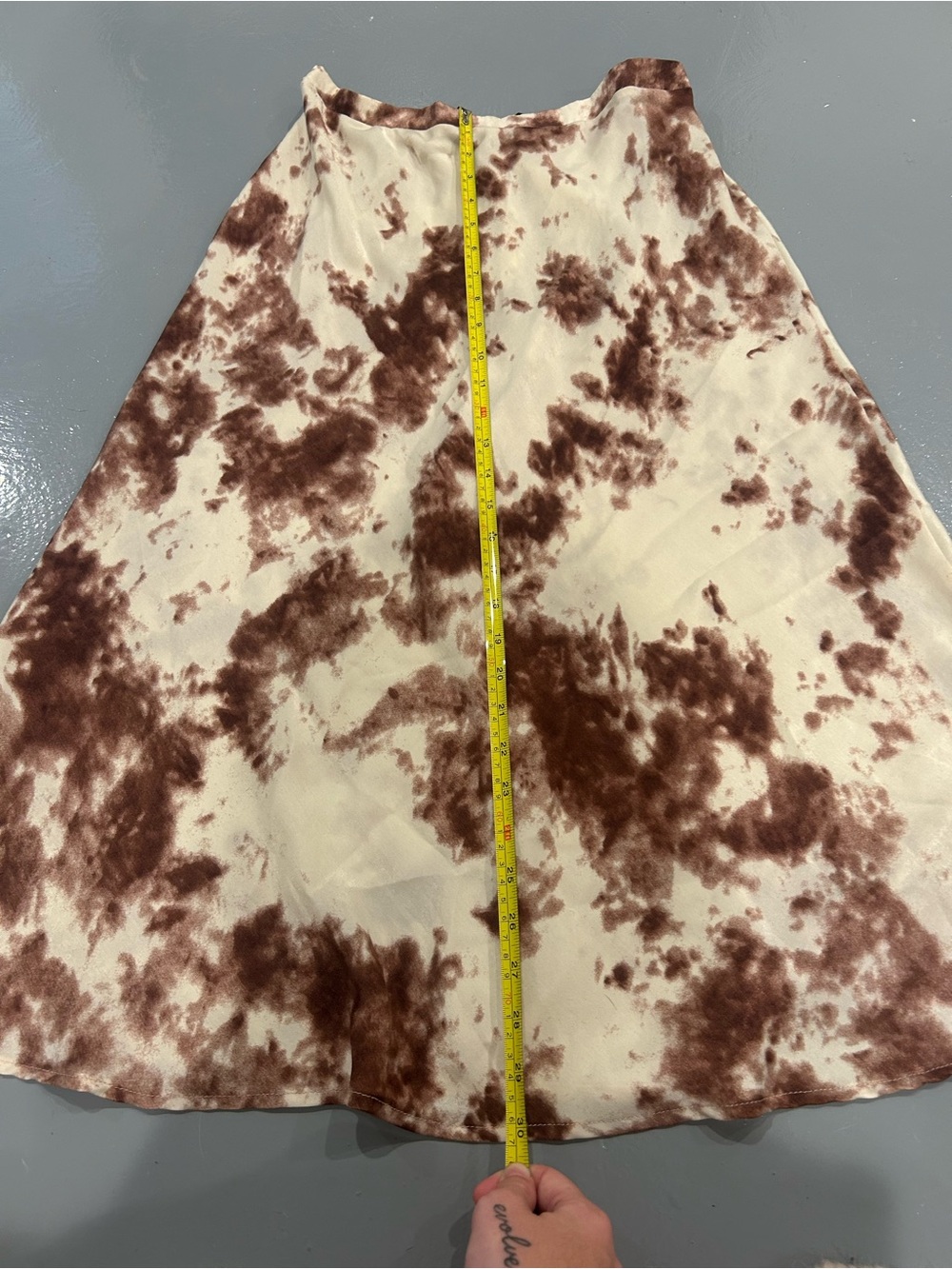 See You Monday Cream and Brown Tie-Dye A-Line Skirt
